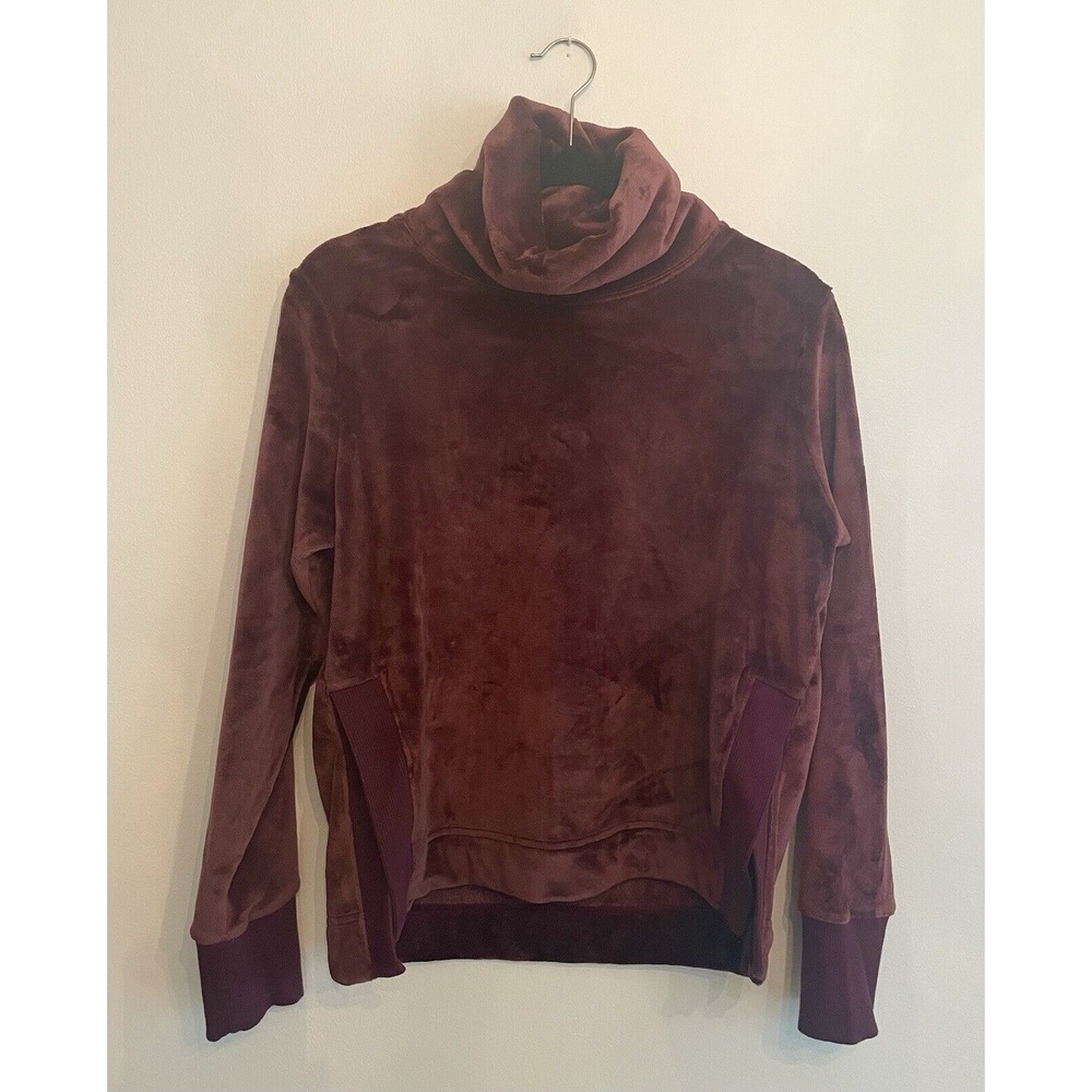 ATHLETA Women Burgundy Double Cozy Karma Funnel Neck Fleece Sweatshirt Size XS